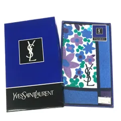 YvesSaintLaurent(YSL) イヴサンローラン スポーツタオルスカーフ  YSLロゴ/フラワー/コットン    ブルー  / 240001190887