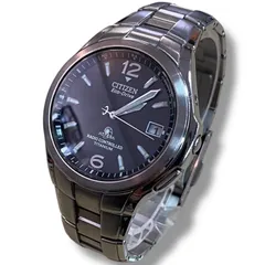 [60]260122-10315-1428 SK300 CITIZEN Eco-Drive ATTESA H410-T003788 チタン デイト 文字盤ブラック 腕周り最大約16cm メンズ 腕時計 不動品