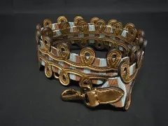 ■新品同様■ FENDI フェンディ ストラップユー レザー×キャンバス バッグ用 ショルダーストラップ 肩掛け ゴールド系 FV7827