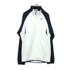 美品 NIKE ナイキ バイカラー スウッシュ 長袖 トラックジャケット S ホワイト系 ネイビー メンズ 古着