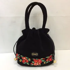 FEILER フェイラー ハンドバッグ ブラック花柄 巾着タイプ