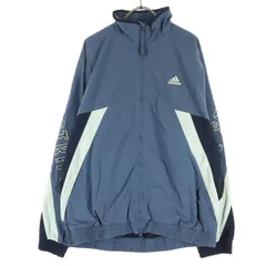 adidas アディダス ナイロン ワンポイントロゴ マルチカラー 長袖 ブルゾン XL ブルー メンズ 古着