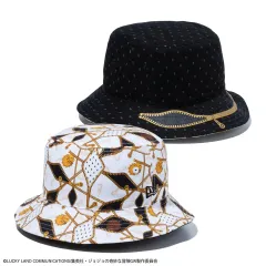 NEW ERA × 「ジョジョの奇妙な冒険 黄金の風」 バケット01 ブローノ・ブチャラティ L/XL リバーシブル ブラック ホワイト オールオーバープリント ニューエラ バケットハット ジョジョ5部