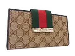■新品同様■ GUCCI グッチ 181668 0959 シェリーライン GG柄 GGキャンバス×レザー 二つ折り 長財布 ウォレット ベージュ系 BP8753