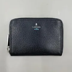 未使用級　LANVIN en Bleu　ランバンオンブルー　小銭入れ　パスケース　定期入れ　ワグラム　キーリング付き　レザー　黒　ブラック