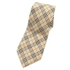BURBERRY LONDON バーバリーロンドン 日本製 シルク ノバチェック ネクタイ  ベージュ メンズ 古着