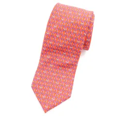 Dunhill ダンヒル イングランド製 シルク 総柄 ネクタイ  オレンジ メンズ 古着