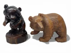 北海道　木彫り　熊　刻印あり　可愛い　２つセット　お土産　工芸