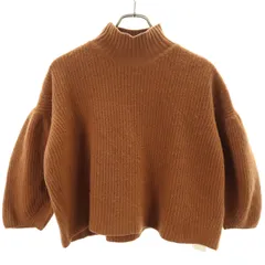 THE FACTORY ザファクトリー 7分袖 ハイネック セーター オレンジ系 ニット レディース 古着