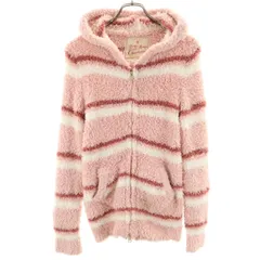 gelato pique ジェラートピケ ボーダー柄 長袖 ジップパーカー F ピンク ルームウェア レディース 古着