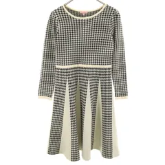 美品 TOCCA トッカ ハウンドトゥース柄 長袖 ニット ワンピース M ホワイト 千鳥格子 レディース 古着のサムネイル