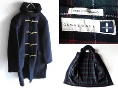 希少 90sビンテージ GLOVERALL グローバーオール チンスト付 裏チェック ウールメルトン ダッフルコート 36 ネイビー 英国製 替トグル釦付