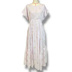 ne Quittez pas ヌキテパ コットンボイルフラワープリントスリーブドレス ロングワンピース ショートスリーブ フレア 箔プリント 010541ZE3 ピンク レディース 春 夏 ゴーゴー古着久喜倉庫店 23 No.1515