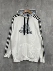 adidas アディダス 裏起毛 ロゴ プルオーバー パーカー size2XO/白 ◆■ メンズ