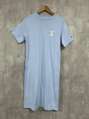 Champion チャンピオン 刺繍 ロゴ Iライン ワンピース sizeM/水色 ■◆ レディース