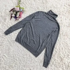 『ZARA』ザラ　ハイネック長袖ニット　タートルネックセーター　ウール混　リブ編み　グレー(M)のサムネイル