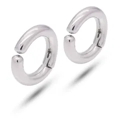 【注目】【幅3×内径10mm 色：シルバー 1ペア】[Adelina Style] イヤーカフ レディース イヤリング メンズ フェイクピアス フープピアス リングピアス ステンレス 両耳 プレゼント