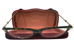 美品 GUCCI グッチ サングラス メガネフレーム 緑赤 べっ甲 ケース付き