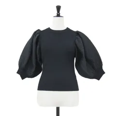 【美品】FURFUR ファーファー ニット ブラック 黒 サイズ:FREE | 22春夏 シアー ジャガード リブ プルオーバー / ニット | 5分袖 クルーネック コンパクト ストレッチ | トップス セーター【レディース】【中古】のサムネイル
