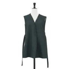 green label relaxing グリーンレーベル リラクシング ベスト ダークグレー サイズ:FREE | 23春夏 ドライタッチ ツイード デザイン ジレ / ベスト | ノースリーブ Vネック ベルト フリンジ【レディース】【中古】