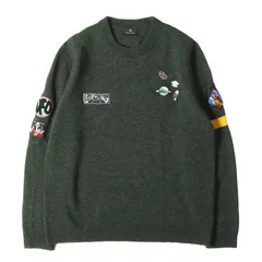 【美品】PS Paul Smith ピーエスポールスミス ニット グリーン サイズ:M | ワッペン&ピンズ付き ウールニット セーター | トップス プルオーバー【メンズ】【中古】