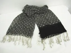 タグ付き 未使用 HIROKO KOSHINO ストール カシミヤ100％ 小花柄 フリンジ付き 黒系×アイボリー ヒロココシノ LF0001-0224-5