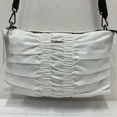 120　DIESEL　ディーゼル　ショルダーバッグ　 斜めがけ　ギャザーデザイン　ホワイト系　 白　ナイロン　レザー　ロゴ　レディース