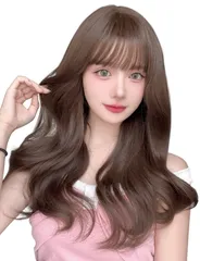 ファッション wig 耐熱 人気 小顔 ロリータ 原宿系 ぱっつん 自然 レディース ネット/櫛付き かつら フルウィッグ カール セミロング アッシュブラウン ブラウン 巻き髪 ロング Limakaraウィッグ