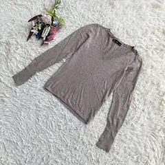 『ZARA』ザラ　Vネック長袖ニット　セーター　薄手　シンプル　ブラウン(M)