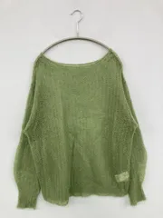 ニット/セーター F グリーン ウール・ニット 無地 ミドル丈 長袖 ボートネック