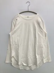 UNIQLO ユニクロ Tシャツ/カットソー M ホワイト 無地 ミドル丈 長袖 クルーネック(丸首)