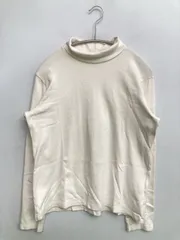 UNIQLO ユニクロ Tシャツ/カットソー L ホワイト 無地 ミドル丈 長袖 タートルネック/ハイネック