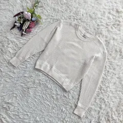 フォロワー限定お得なクーポン配布中！ 『UNIQLO』ユニクロ　長袖ニット　セーター　ショート丈　毛　クルーネック　Uniqlo U　アイボリー(M)