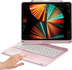 NUWONAYA 360°回転 キーボードケース用の iPad Air 13インチ(M3/M2)/Pro13 (M4) /Pro12.9 (第6/5/4/3世代), 横/縦置きスマート 一体式 タッチパッド付き 7色バックライトキーボード Penci ...