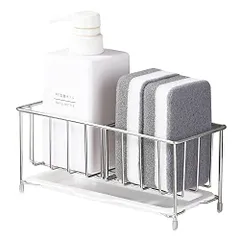 置き型 スポンジラック スポンジ・たわし入れ スポンジ置き 18/8ステンレス製 キッチン収納 キッチンスポンジ洗剤置き キッチン小物 スポンジホルダー (シルバー)