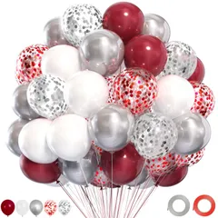 運動会 店舗装飾 デコレーション 飾り 飾り お祝い バルーンブーケ イベント イベント 記念日 結婚式 開店 卒業 お祭り バースデーパーティー 文化祭 メタリック風船 紙吹雪風船 ラテックス風船 飾り付け 誕生日 豪華セット ゴム風船 レッド風船 銀色 白