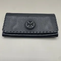 美品　TORY BURCH トリーバーチ　長財布　ダブルフラップ　ビッグロゴ　編み込み　イントレ　レザー　黒　ブラック