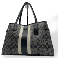 良品　COACH コーチ　トートバッグ　肩掛け　PVC レザー　ブラック