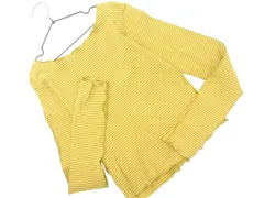 Kastane カスタネ ボーダー ボートネック ニット セーター sizeF/マスタードｘ緑 ■◇ レディース