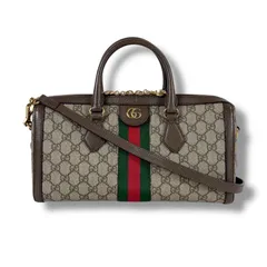 グッチ　GUCCI オフィディア　2WAY ミニボストンバッグ　ショルダーバッグ　ブラウン　GG レザー　シェリーライン