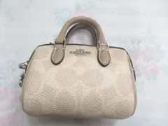 極美品　COACH　コーチ　ミニ ローアン バッグ チャーム・シグネチャー キャンバス　CX068 SVPWH　ミニミニボストンバッグ