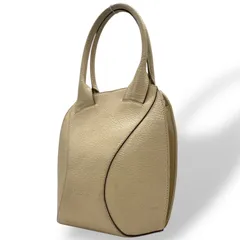 LOEWE ロエベ アナグラム エンボス レザー ハンドバッグ ベージュ ゴールド金具 トップハンドル クラシック レディース C