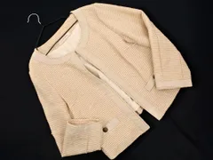 green label relaxing グリーンレーベルリラクシング ユナイテッドアローズ ボーダー ラメ ノーカラー ジャケット size40/ベージュ ■◇ レディース