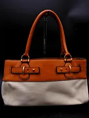 SAZABY サザビー レザー切替 トート バッグ 白ｘ茶 ■◇ レディース