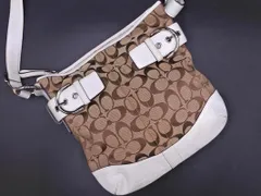 COACH コーチ F03574 本革 レザー キャンバス シグネチャー ショルダー バッグ ベージュｘ白 ■■ レディース