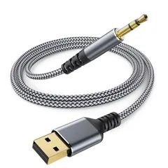 USB to 3.5mm 音声変換ケーブル 5M AUX ケーブル USB to AUX オス ステレ オーディオケーブル DAC搭載 高耐久性ナイロン編み USB A AUX 変換ケーブル ヘッドフォン/スピーカー、Windows、PC、ラップトッ ...