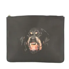 ジバンシィ GIVENCHY ロットワイヤープリントクラッチバッグ セカンドバッグ レザー 犬プリント 黒 ブラック /BB