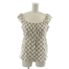 バーバリー ロンドン BURBERRY LONDON カットソー ブラウス 38 白 ホワイト チェック柄 ノースリーブ /RR