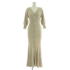 スナイデル SNIDEL フロントボタンニットワンピース ロング 七分袖 リブ ONE ライトベージュ /MY ■OS