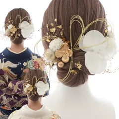 [LALALA beauty flowers] 成人式・卒業式に映える 華やか髪飾り (胡蝶蘭シリーズ) 振袖 七五三 花火大会 二十歳の集い ハンドメイド (ホワイト) 2410ch [ホワイト[2410]]